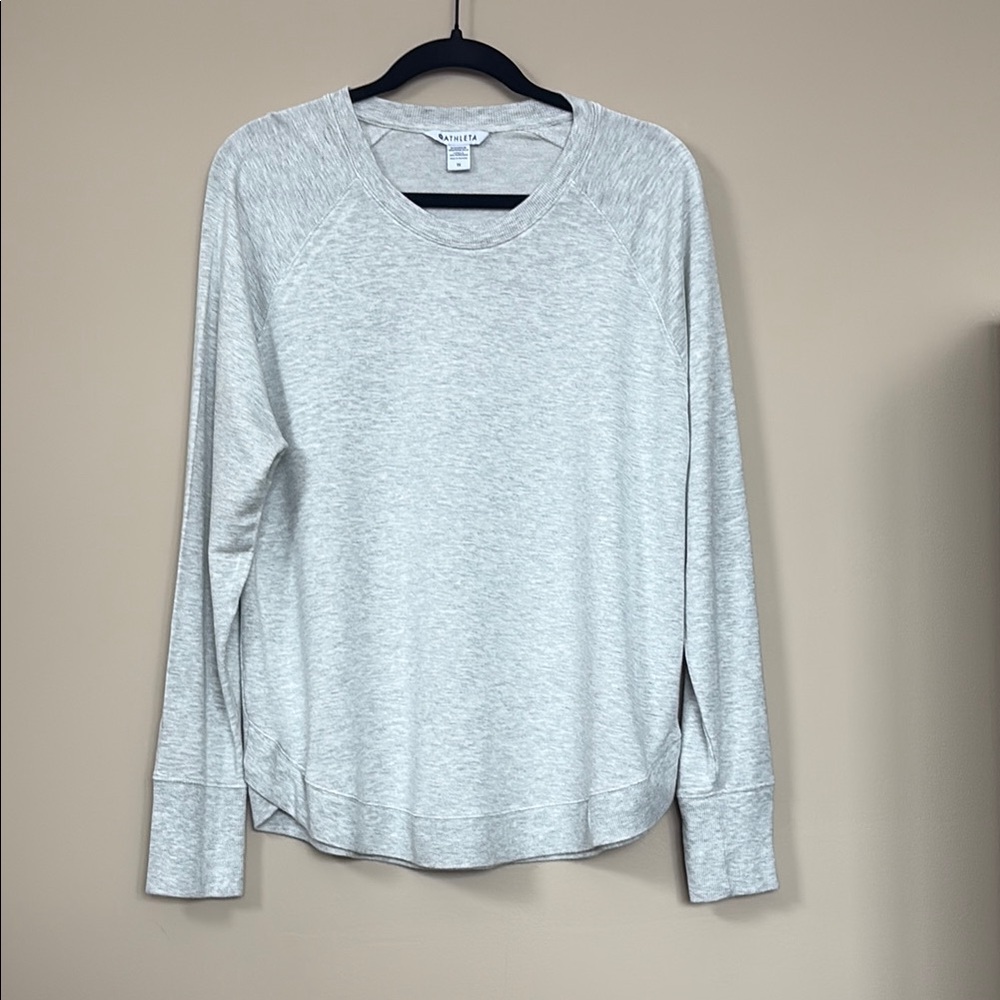 Athleta Light Gray Long Sleeve Thin Sweatshirt 1X
